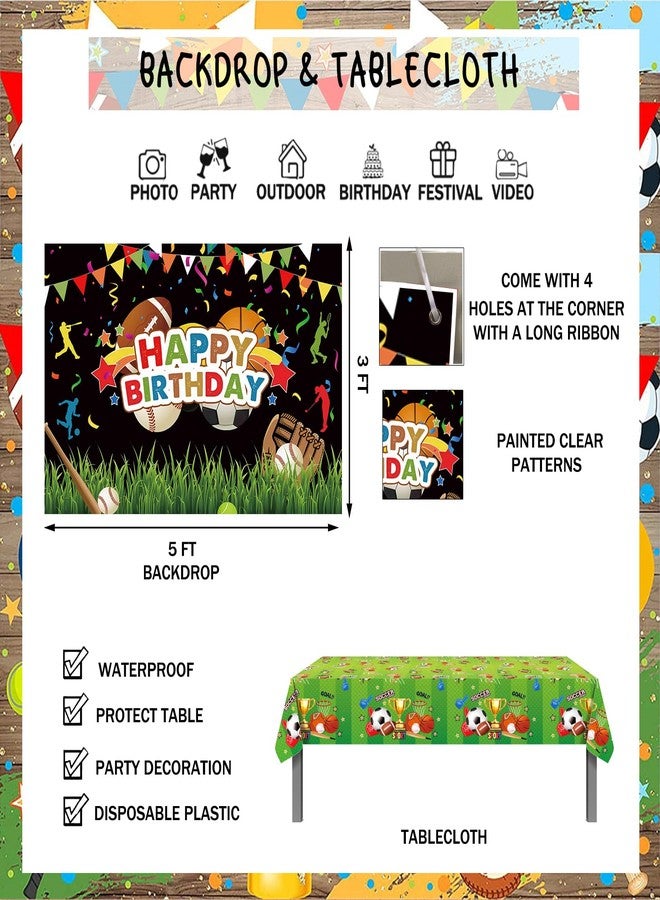 Hombae Sports Birthday Party Decorations, Sports Ball Superstar Themed Birthday Party Backdrop Balloon Banner Tablecloth Cake Topper Basketball Soccer Volleyball Football Baseball - Image 4