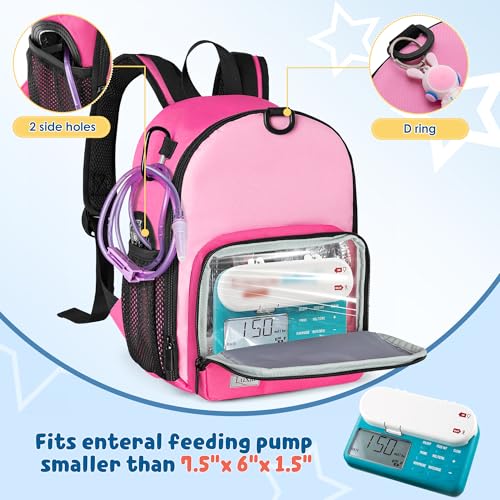 LUXJA Feeding Tube Backpack Fits 500ml Bag and Enteral Feeding Pump (Compatible with EnteraLite Infinity and Kangaroo Joey), Feeding Tube Bag for G Tube, J Tube and GJ Tube, Red Rose - Image 4