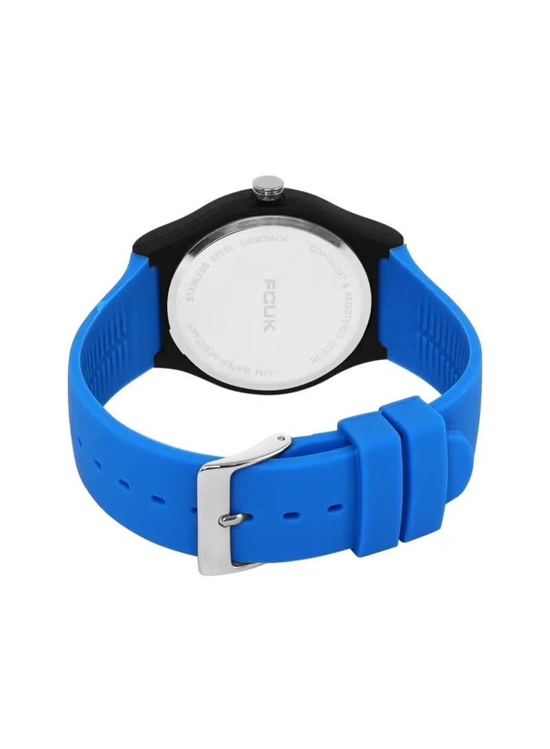 French Connection Men's Analog Watch With Blue Silicone Strap -40 mm - FC176U