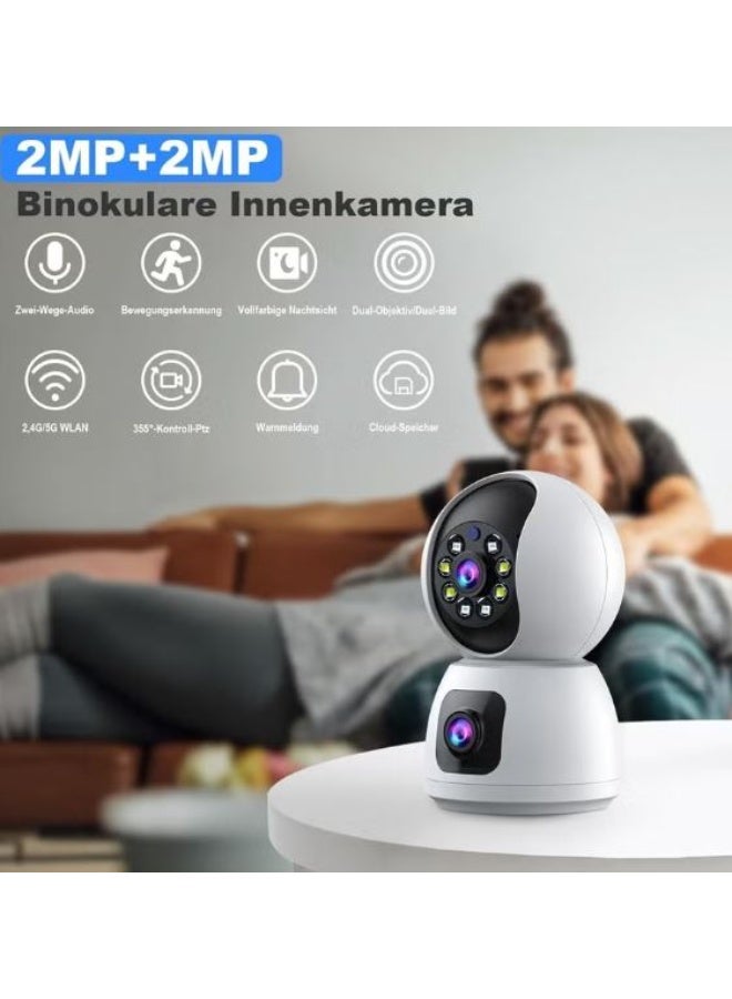 راين كاميرا مراقبة ذكية بعدسة مزدوجة 4 ميجابكسل 360 درجة مع واي فاي، تتبع الحركة وشاشة عرض مزدوجة - Image 4