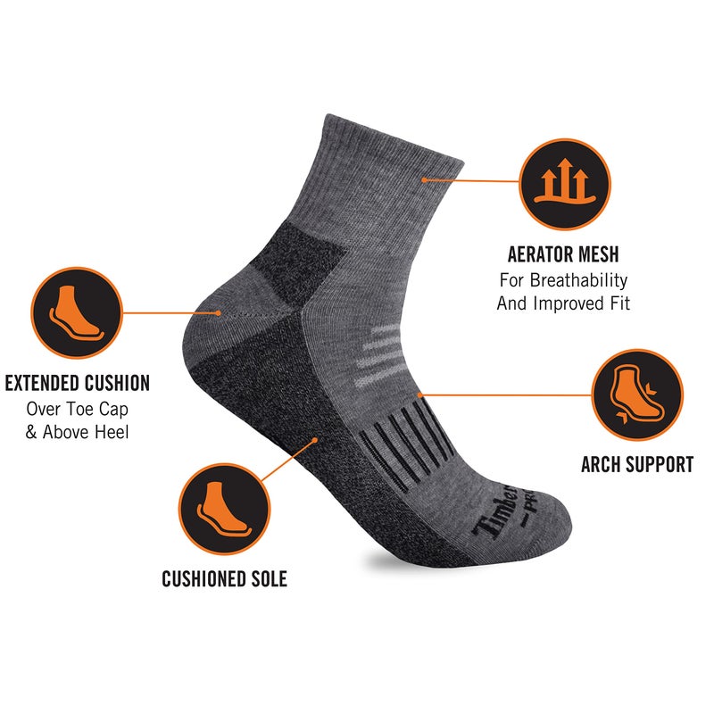 Timberland PRO mens 6-pack Quarter Sock, Multi (6 Pack), Large US - Image 2