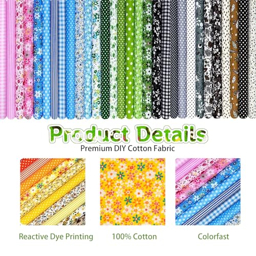 UCEHIPAW 110 Pcs 10 x 10 Inches Cotton Fabric Bundle Squares Pre Cut Patchwork Quilting Sewing Floral Printed Bundles for DIY Sewing Beginners - Image 4