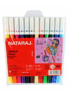 NATARAJ 12-Piece Felt Tip Sketch Pen Multicolour  - Image 2
