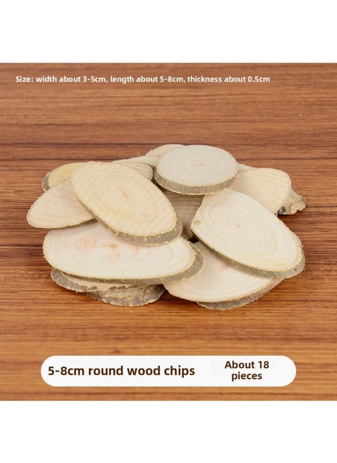 Branch Trunk Decoration Landscape Creative Diy Handmade Model Material Log Small Stick Round Wood Chip Solid Wood Photo Frame-Color:Oval Wood Chip Diameter Of About 5-8cm