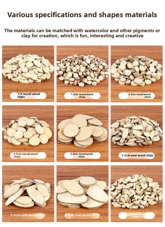 Generic - Branch Trunk Decoration Landscape Creative Diy Handmade Model Material Log Small Stick Round Wood Chip Solid Wood Photo Frame-Color:Oval Wood Chip Diameter Of About 5-8cm - Image 1
