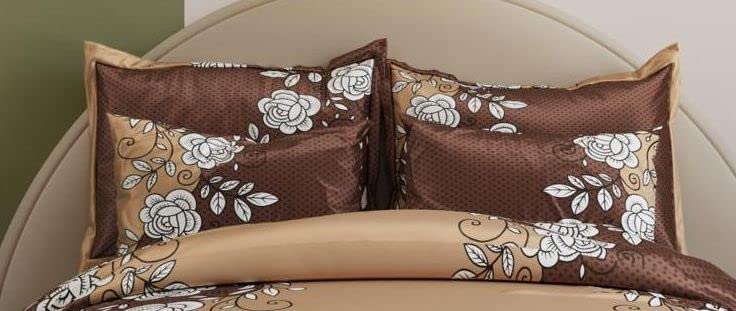 Castiqa Cotton Feels Microfiber Fabric Floral Designs Super King Size Fitted Bedsheet with 2 Pillow Covers 72x78 inch (Fits Upto 12Inch Mattress) (Coffee Floral) - Image 2