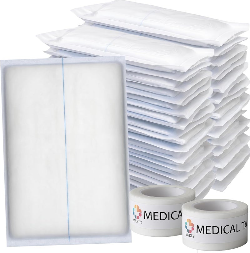 Vakly ABD Combine Abdominal Pads 5x9 40 Pack High Absorbency Sterile Individually Wrapped 5x9 NonAdherent Absorbent PostOp Gauze Pad  HeavyDraining Trauma and First Aid Wound Dressing - Image 1