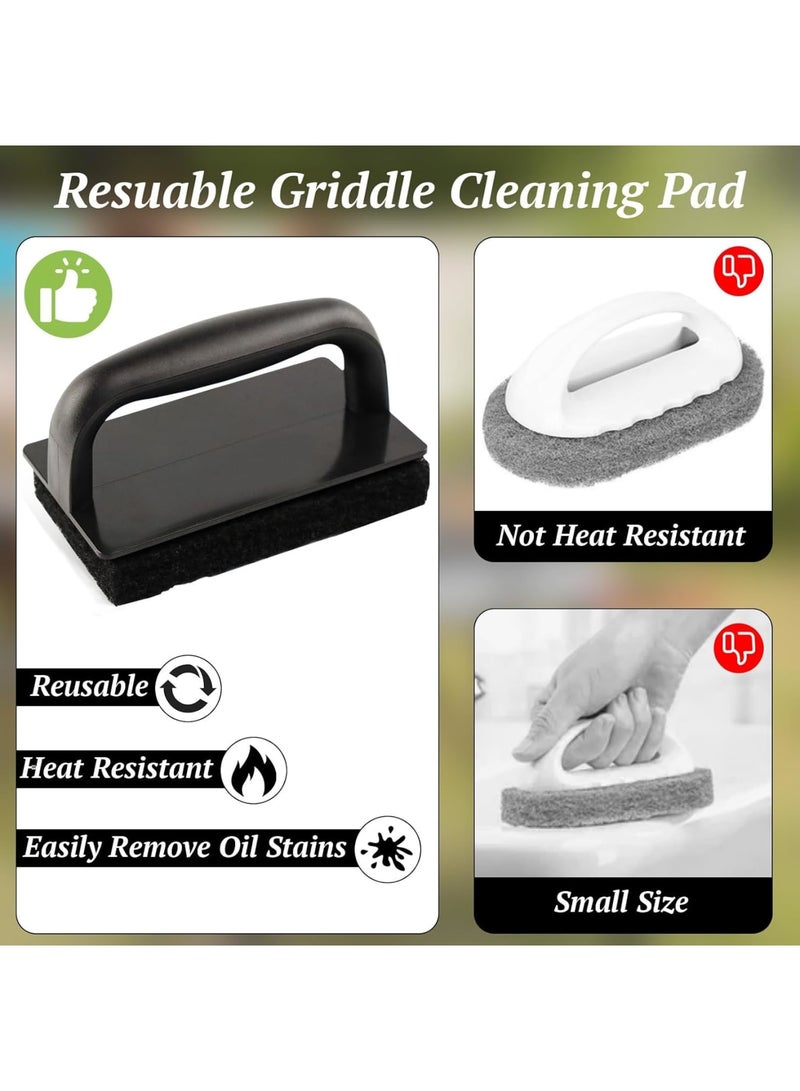 SOLARAE Griddle Cleaning Kit, Scouring Pads, Scouring Pads for Blackstone Accessories, Grill Accessories Cleaner Tool, Easy to Remove Stain, 6 Grill Scrubber Pads and 1 Handle, for Flat Top Grill - Image 4
