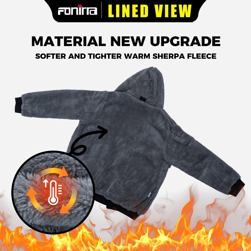 FONIRRA Men's High Vis Hoodie Water Resistant Reflective Sherpa Fleece Sweatshirt Hi Vis Safety Hoodie High Visibility Jacket - Image 5