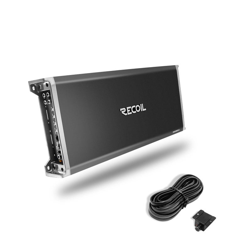 RECOIL Recoil RED1800.1 3600 Watts Class-D Strappable Car Audio Mono-Block Subwoofer Amplifier, 1 Ohm Stable, Remote Bass Knob Included - Image 1