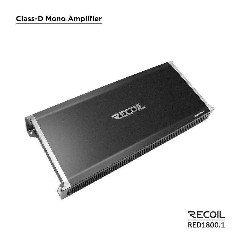 RECOIL Recoil RED1800.1 3600 Watts Class-D Strappable Car Audio Mono-Block Subwoofer Amplifier, 1 Ohm Stable, Remote Bass Knob Included - Image 2