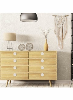 SYOSI مقابض أدراج خشبية، مقابض dresser من الروطان دائرية مصنوعة يدويًا من حبال المنسوجات ومسامير لمفاتيح أثاث boho ومقابض الأدراج وأجهزة السحب ومقابض الخزائن (لون الخشب (35*30مم))  - Image 4