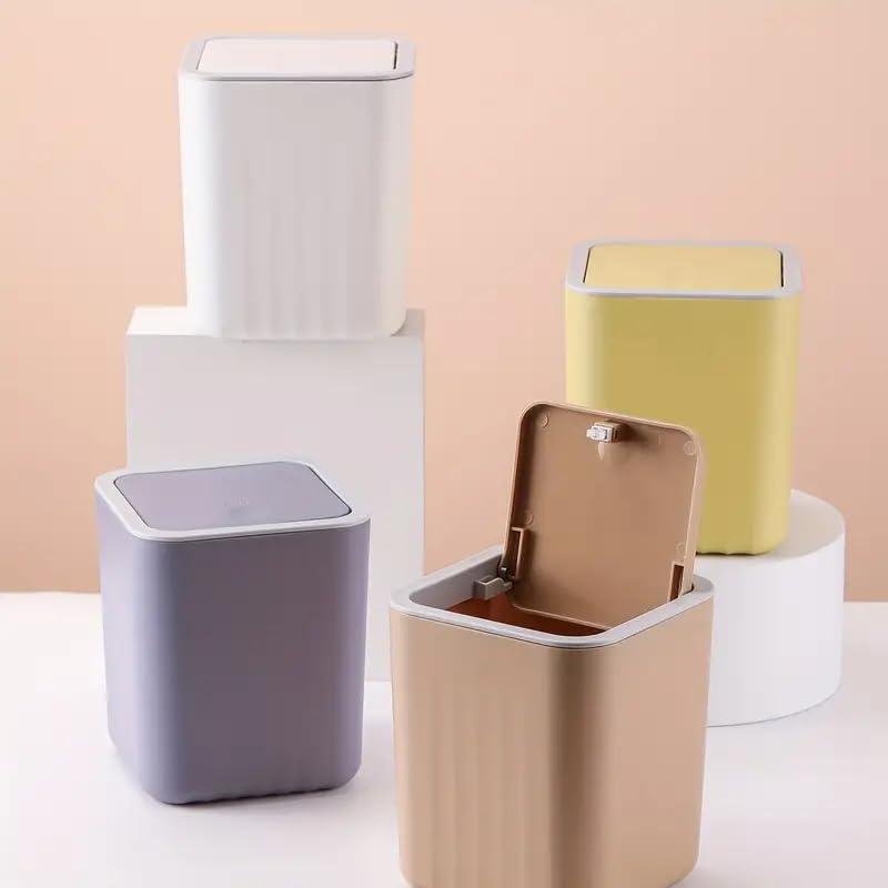 ZUBAT Mini Desk Trash Can Flip Countertop Garbage Bin Small Trash Can Bathroom Trash Cans with Lids for Kitchens OfficesPACK OF 1MULTI COLOR - Image 3