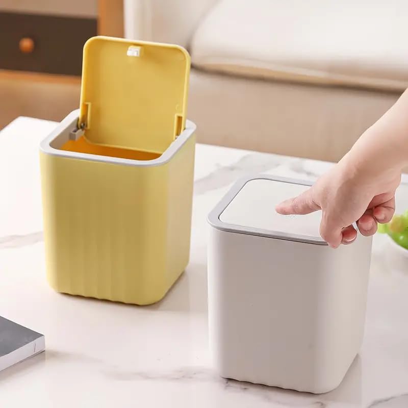 ZUBAT Mini Desk Trash Can Flip Countertop Garbage Bin Small Trash Can Bathroom Trash Cans with Lids for Kitchens OfficesPACK OF 1MULTI COLOR - Image 5