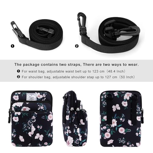 KAMO Multifunction Phone Waist Bag - One Shoulder Diagonal Cross Smart Case - Triple Zip Hipster Crossbody Purse for Women & Men - Outdoor - Image 2