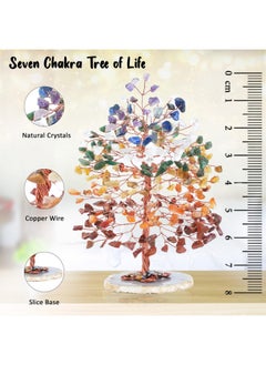 Crocon 7 Chakra Tree of Life - Geode Agate Slice Base, Crystal Tree for Positive Energy, Seven Chakra Gemstone Tree, Healing Stone - Feng Shui Decor, Money Bonsai, Home Decoration Crystals, Spiritual Gift  - Image 2
