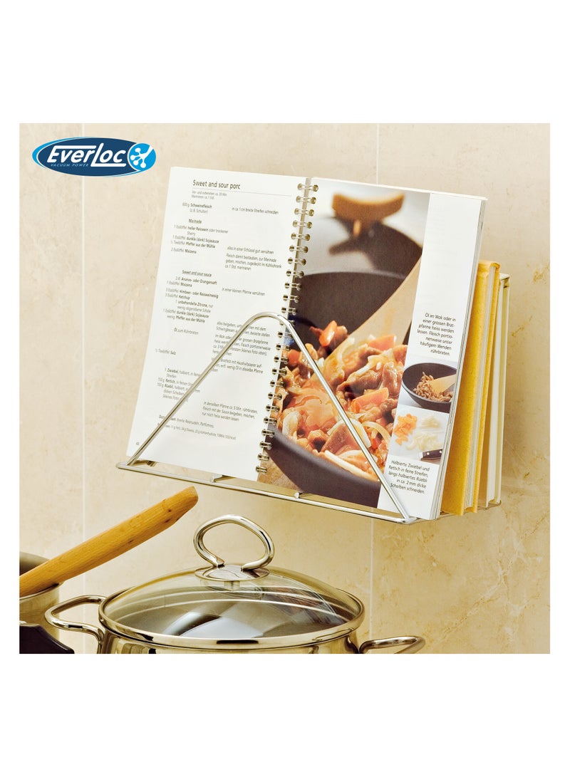 Everloc Newspaper and Magazine Holder, No Drilling, No Screws, No Glue, No Adhesive, Vacuum Suction Wall Mounted Chrome Newspaper Organizer Stand, Book Holder, for kitchen and bathoom,  EVL-10231 - Image 4