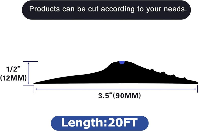 ToLanbbt 20Ft/6M Universal Garage Threshold Seal Strip with 300ml Black Sealants/Adhesives, Garage Door Bottom Weatherproof Strip Rubber DIY Weather Stripping Replacement (Black-Blue Line) - Image 2