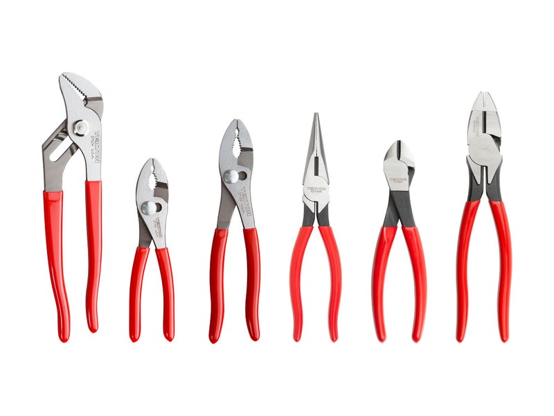 TEKTON Pliers Set 6Piece Groove Joint Slip Joint Long Nose Diagonal Cutting Linemans PLR99020