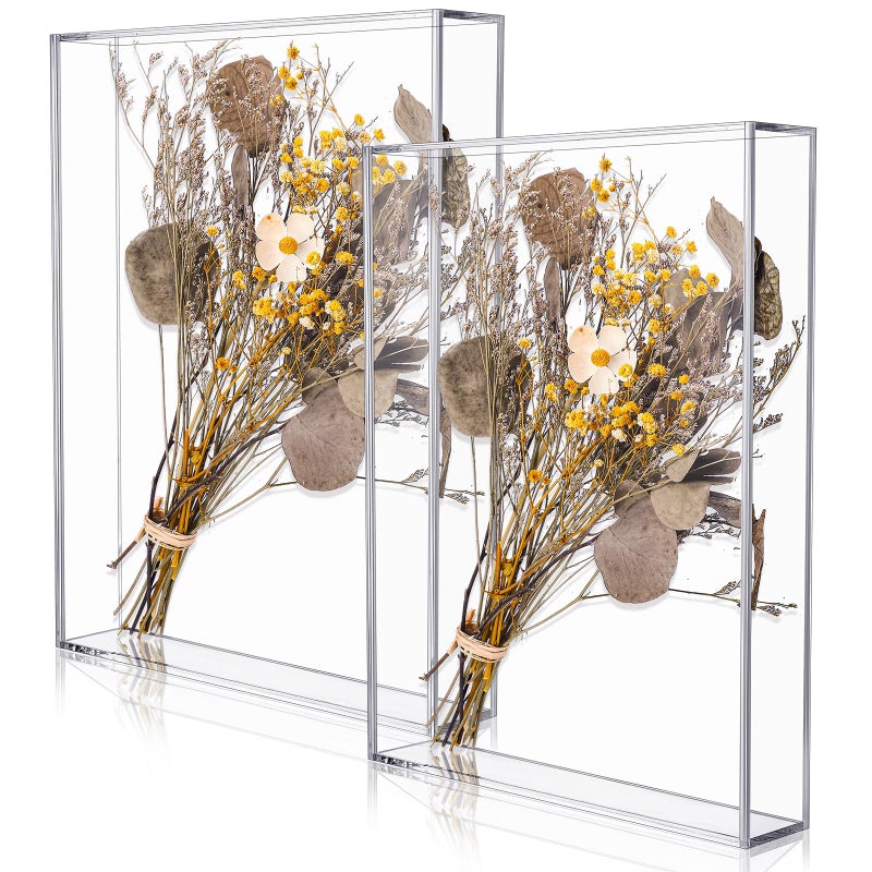 Barydat 2 Pcs Acrylic Shadow Boxes Display Cases Shadow Box DIY Frame Clear Acrylic Display Cases Wedding Memory Dried Flower Container Picture Photo Frame for Valentine Day Wedding11 x 14
