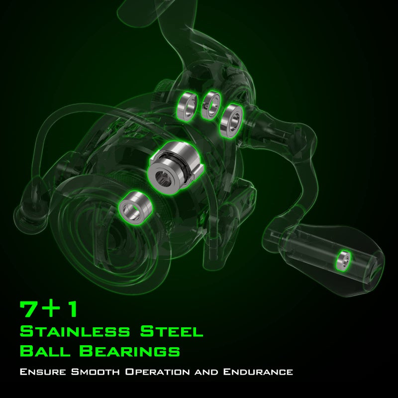 KastKing Zephyr Spinning Reel Green Size 3000,Light to 5.6oz, 7+1BB Smooth Powerful Fishing Reel, Fresh&Saltwater Fishing Reel, Oversized Stainless Steel Main Shaft - Image 4