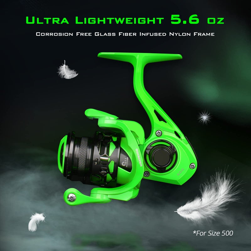 KastKing Zephyr Spinning Reel Green Size 3000,Light to 5.6oz, 7+1BB Smooth Powerful Fishing Reel, Fresh&Saltwater Fishing Reel, Oversized Stainless Steel Main Shaft - Image 2