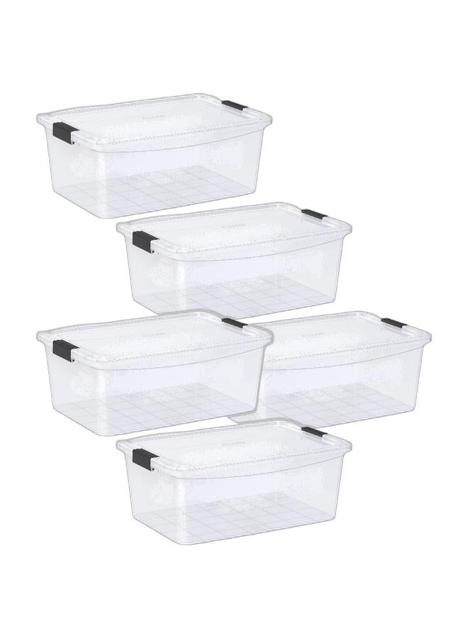 Cosmoplast صندوق تخزين بلاستيكي شفاف سعة 20 لتر مع غطاء قابل للقفل (عبوة من 5) - Image 1