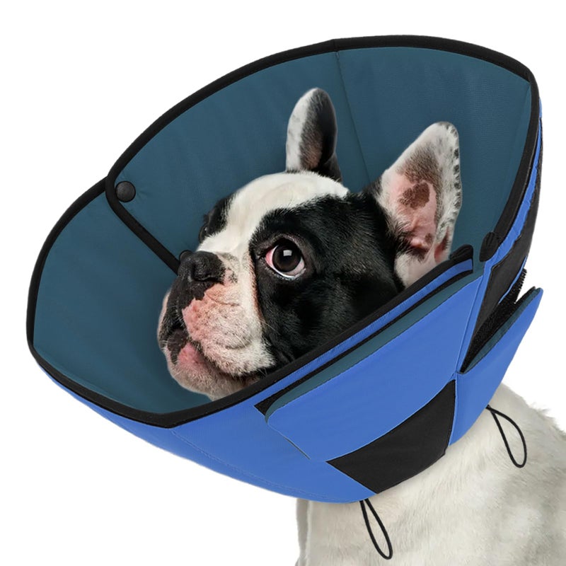 Queenmore Dog Cones for Medium Dogs, Soft Dog Cone Collar After Surgery, Pet Cone for Dogs Wound Care, Spay, Neuter, Breathable Pet Surgery Collars & Cones, Blue M - Image 1