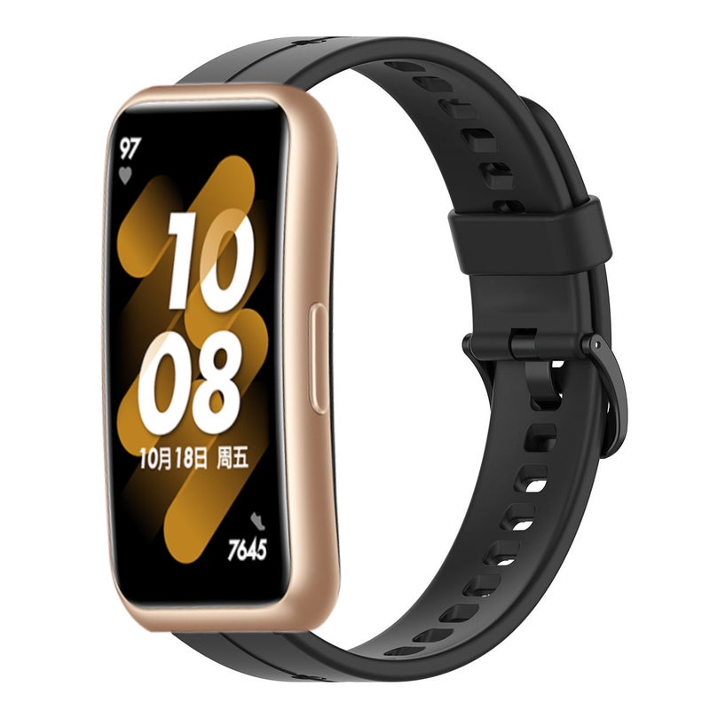 erorex For Huawei Band 7 Solid Color Silicone Watch Band(Black) - Image 1