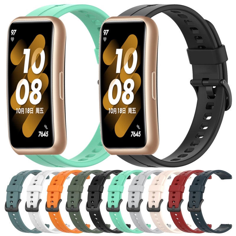 erorex For Huawei Band 7 Solid Color Silicone Watch Band(Black) - Image 3