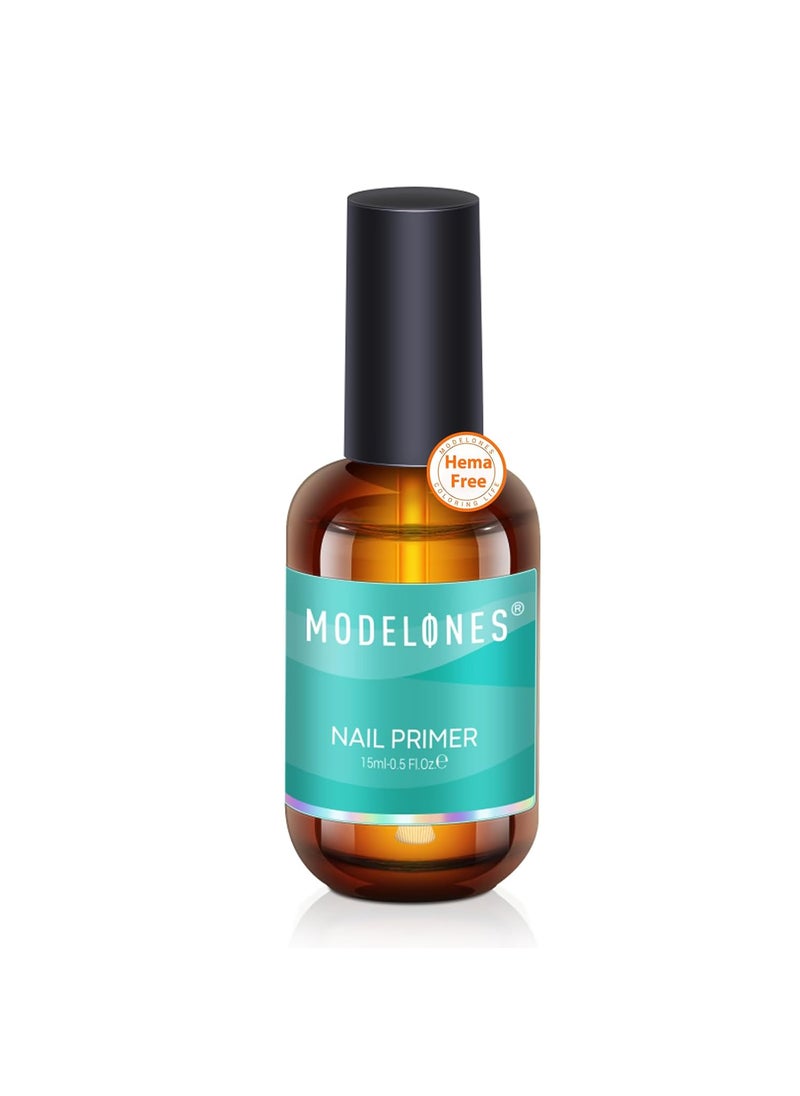 modelones - modelones Nail Primer, 15 ml Acid Free No Lift Bond Primer, Hema-Free Bonder for Gel Polish Nail Supplies Set - Image 1