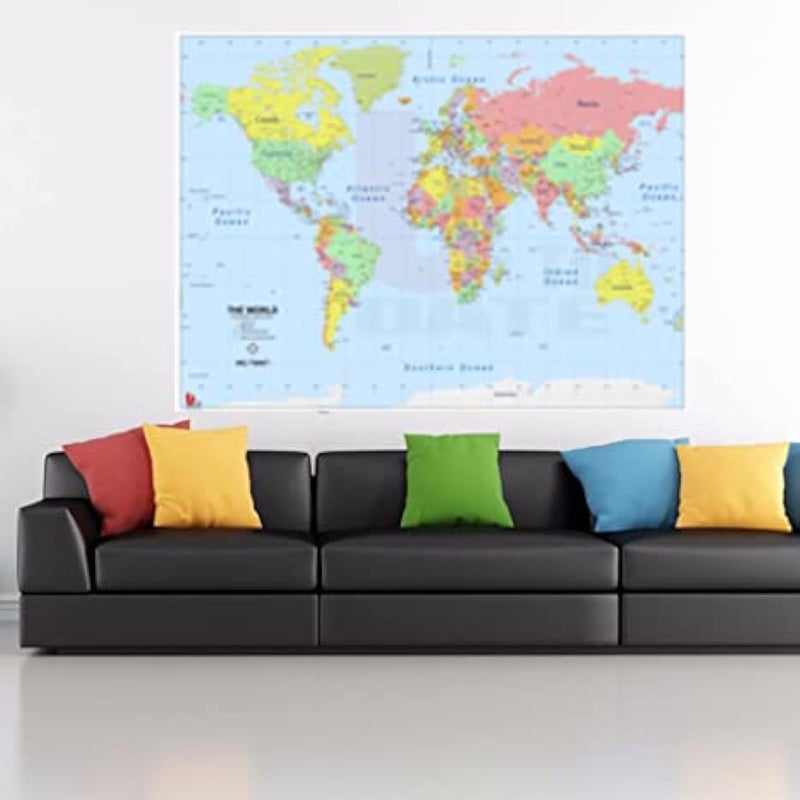 World Map Print Wall Hanging, 70 x100cm - Image 2