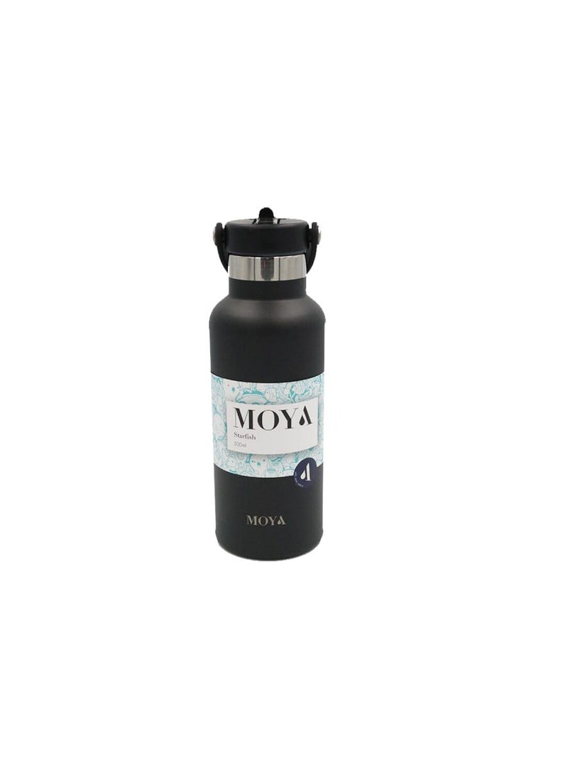 Moya "Starfish" 500ml Insulated Sustainable Water Bottle Black - Image 2