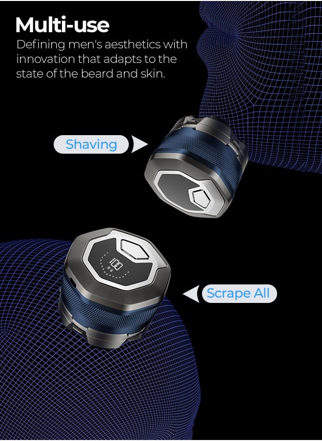 DOSCHER - Electric Shaver - Magnetic Electric Head Shaver for Bald Men with Large Battery Capacity, Rechargeable LED Display, Waterproof Wet/Dry Design, and Type-C Charging - Image 1