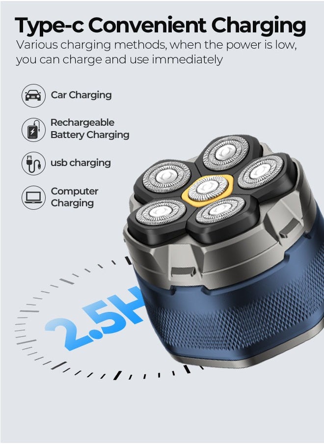 DOSCHER - Electric Shaver - Magnetic Electric Head Shaver for Bald Men with Large Battery Capacity, Rechargeable LED Display, Waterproof Wet/Dry Design, and Type-C Charging - Image 1