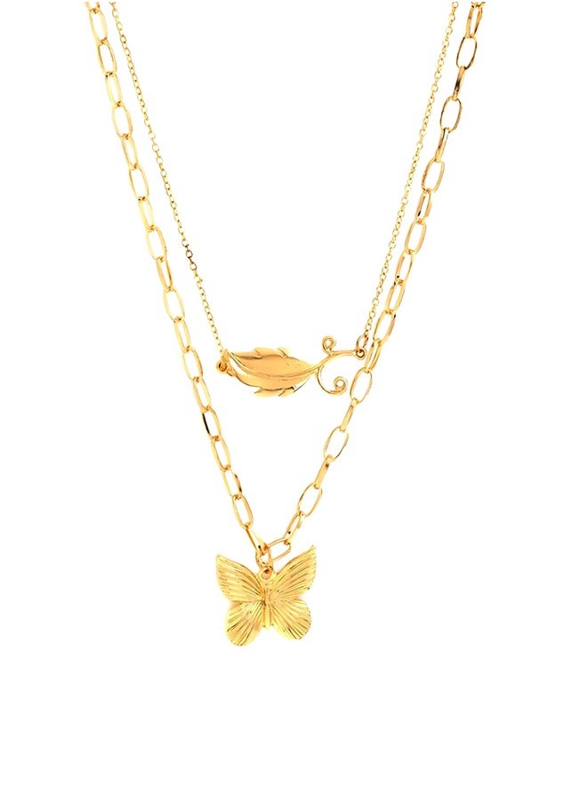 Just Peachy Just Peachy Women’s Gold-Toned Layered Necklace – Handcrafted Elegant Design with Multi-Layered Gold-Tone Chains, Lightweight and Skin-Friendly, Versatile for Casual or Formal Wear  - Image 1