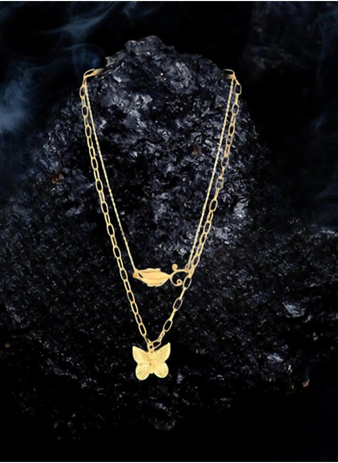 Just Peachy Just Peachy Women’s Gold-Toned Layered Necklace – Handcrafted Elegant Design with Multi-Layered Gold-Tone Chains, Lightweight and Skin-Friendly, Versatile for Casual or Formal Wear  - Image 3