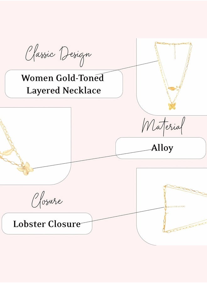 Just Peachy Just Peachy Women’s Gold-Toned Layered Necklace – Handcrafted Elegant Design with Multi-Layered Gold-Tone Chains, Lightweight and Skin-Friendly, Versatile for Casual or Formal Wear  - Image 4