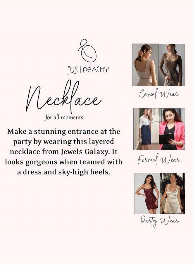 Just Peachy Just Peachy Women’s Gold-Toned Layered Necklace – Handcrafted Elegant Design with Multi-Layered Gold-Tone Chains, Lightweight and Skin-Friendly, Versatile for Casual or Formal Wear  - Image 5