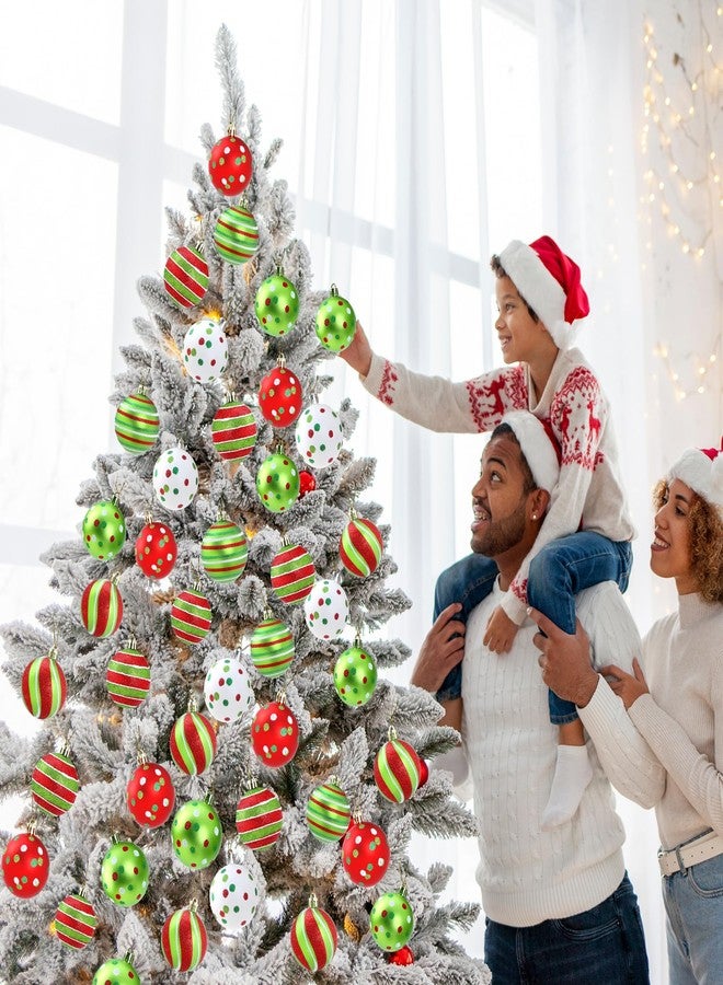 Sggvecsy ١٨ قطعة من زينة كرات عيد الميلاد، ٢٫٤ بوصة، ٦ أشكال، كرات بلاستيكية لامعة معلقة، دوامات، حلوى قصب السكر، نعناع، أحمر، أخضر، أبيض، زينة شجرة عيد الميلاد لحفلات عيد الميلاد، ديكورات منزلية داخلية للعطلات. - Image 4