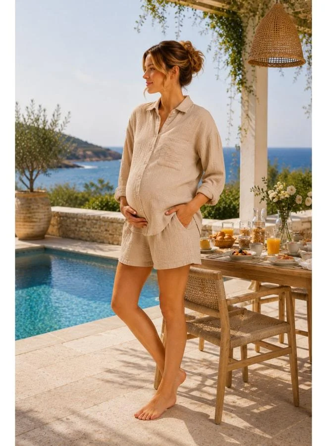 LuvmaBelly MYRA9675 – Mom & After Daily Natural Muslin Set - Beige.