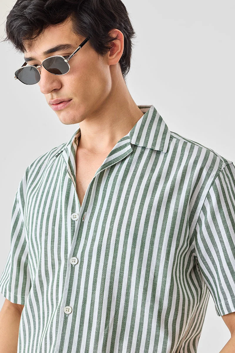 SNITCH Stripes Linen Blend Regular Fit Shirt
