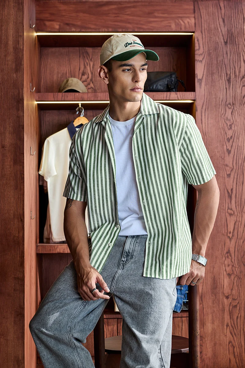 SNITCH Stripes Linen Blend Regular Fit Shirt