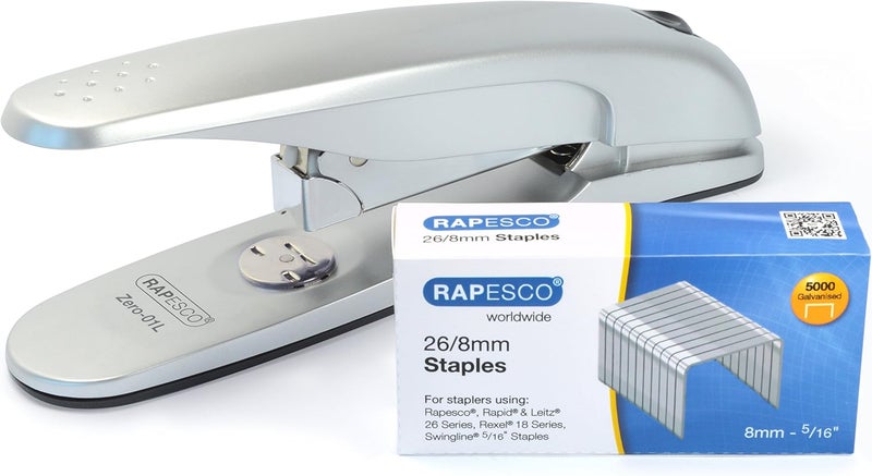 رابيسكو دباسة Rapesco 1279 Zero-01L، سعة 50 ورقة، مع 5000 دبوس مقاس 26/8 مم، لون فضي - Image 1