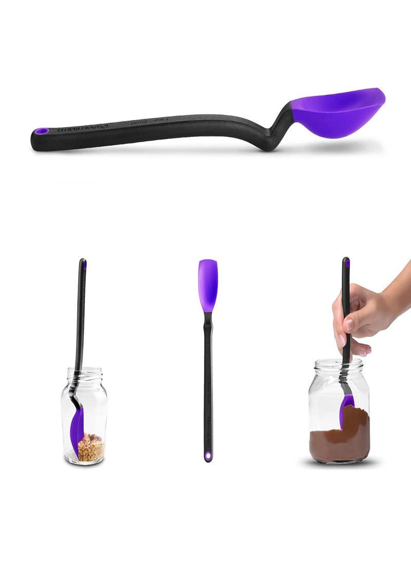 Dreamfarm Mini Supoon Non-Stick Sit-Up Silicone Scraping Cooking Spoon, Jar Scraper, Measures 5ml Tsp, 8 Inch, Durable, Easy to Clean, Ideal for Stirring and Scraping, Purple - Image 2