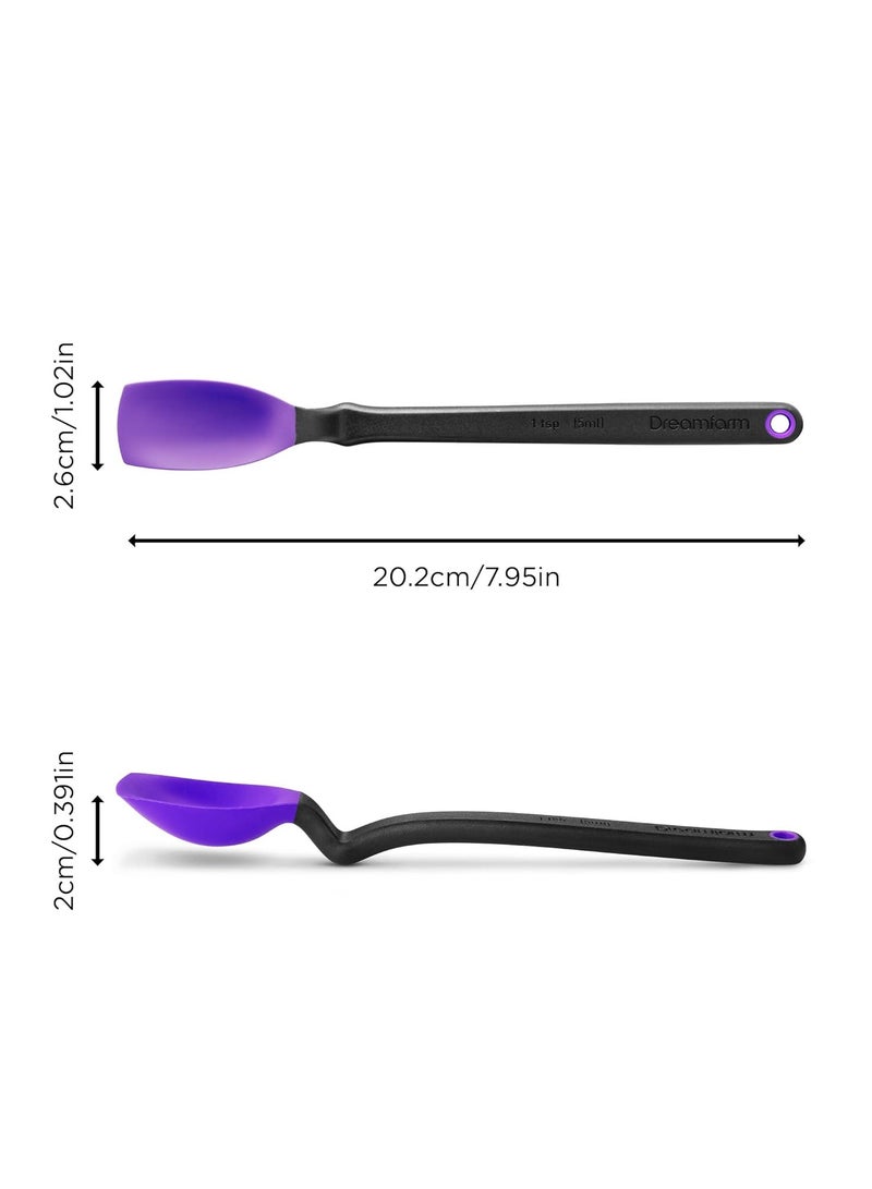 Dreamfarm Mini Supoon Non-Stick Sit-Up Silicone Scraping Cooking Spoon, Jar Scraper, Measures 5ml Tsp, 8 Inch, Durable, Easy to Clean, Ideal for Stirring and Scraping, Purple - Image 3