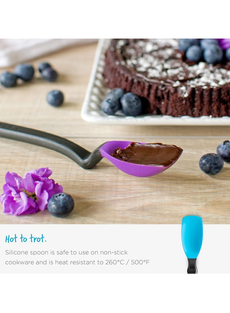 Dreamfarm Mini Supoon Non-Stick Sit-Up Silicone Scraping Cooking Spoon, Jar Scraper, Measures 5ml Tsp, 8 Inch, Durable, Easy to Clean, Ideal for Stirring and Scraping, Purple - Image 4