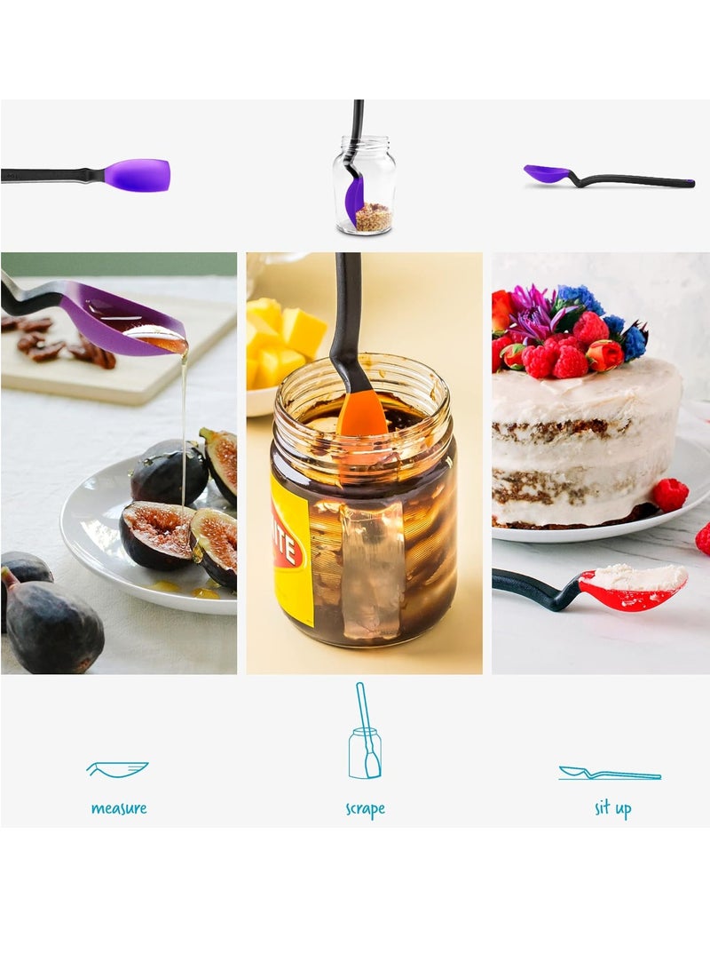 Dreamfarm Mini Supoon Non-Stick Sit-Up Silicone Scraping Cooking Spoon, Jar Scraper, Measures 5ml Tsp, 8 Inch, Durable, Easy to Clean, Ideal for Stirring and Scraping, Purple - Image 5
