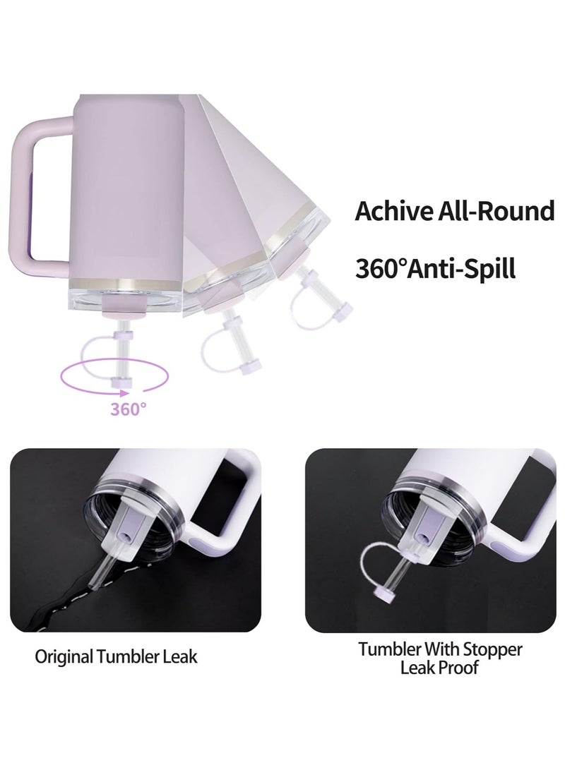 اس تي ان مجموعة سدادة للانسكاب لأكواب ستانلي 30 أونصة و40 أونصة الإصدار 2.0 - مقاومة للتسرب مع شفاطتين وفرشاة تنظيف وسدادات سيليكون للحماية ضد الانسكاب - أوركيد - Image 2