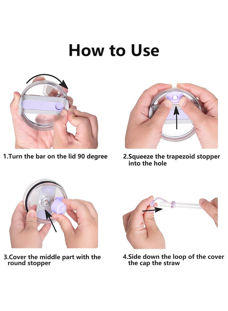 اس تي ان مجموعة سدادة للانسكاب لأكواب ستانلي 30 أونصة و40 أونصة الإصدار 2.0 - مقاومة للتسرب مع شفاطتين وفرشاة تنظيف وسدادات سيليكون للحماية ضد الانسكاب - أوركيد - Image 4